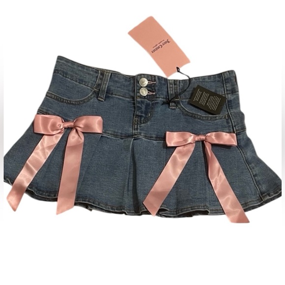 Juicy Couture Denim Skirt with Pink bows - Picture 1 of 16